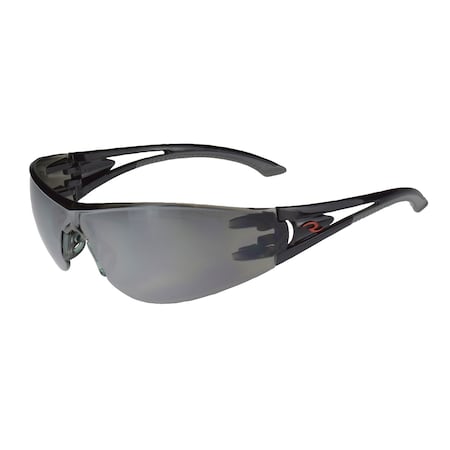 Radians Optima, Safety Glasses, Anti-Scratch, Silver Mirror Lens, Black Frame, Half-Frame, 1 PR OP1060ID